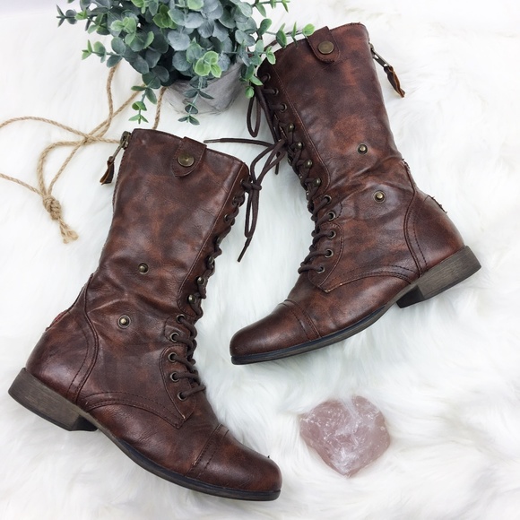 Forever Shoes - Forever Vegan Leather Combat Lace Up Boots